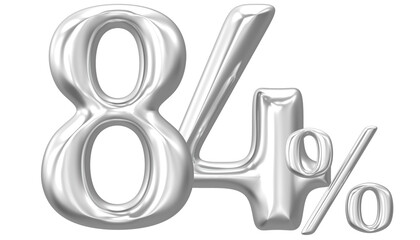 Percent Number Silver 84 3D Render