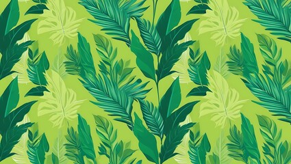 Lush Green Tropical Leaf Pattern Background Design