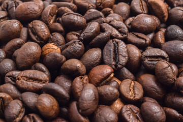 Close up of roasted Robusta Coffee beans