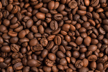 Close up of roasted Robusta Coffee beans