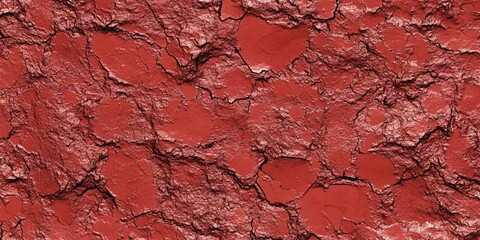 Naklejka premium AI Generated Red Cracked Rock Texture Seamless Background