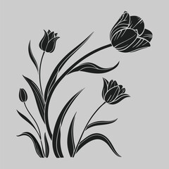 tulip flower silhouette vector image art and illustration 