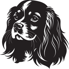 Cavalier King Silhouette Vector Illustration White Background