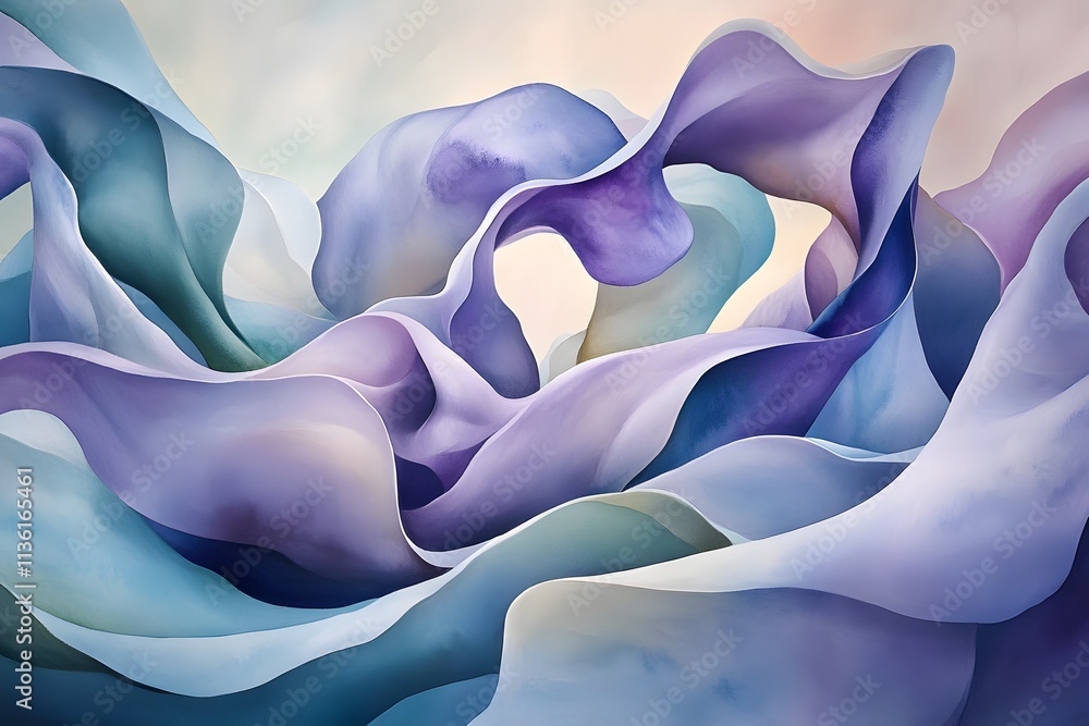 Aufkleber abstract flowing shapes in soft pastel colors create a serene and artistic composition.