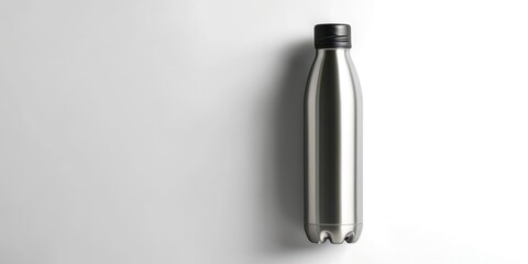 Fototapeta premium Silver water bottle with a black cap