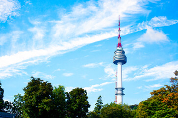 Fototapeta premium Autumn at Namsan Mountain Seoul Tower, a popular tourist destination. in South Korea.