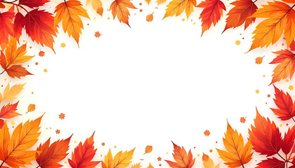Obraz premium Autumn leaves frame. Fall background with colorful leaves. Autumn leaves border isolated on White. Vector illustration.