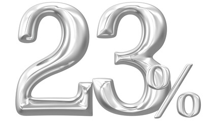 Percent Number Silver 23 3D Render