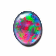 カラフルなブラックオパールのイラスト、オーバルカボションのブラックオパールのイラスト