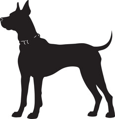 Great Dane Silhouette Vector Illustration White Background