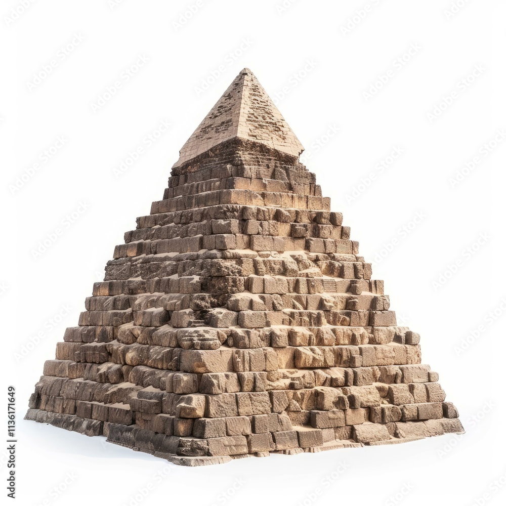 Poster ancient egyptian pyramid showcasing its weathered stone blocks and iconic triangular shape against a