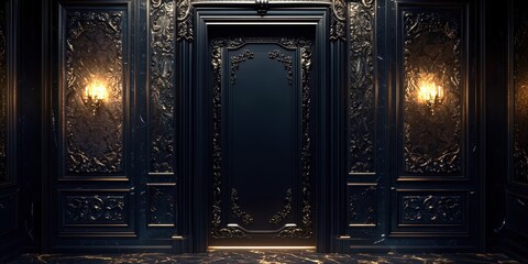 Black door with gold trim