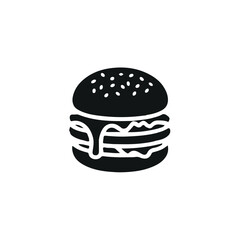 Minimalist Burger Icon with Sesame Bun and Melted Cheese