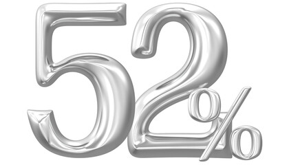 Percent Number Silver 52 3D Render