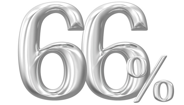 Percent Number Silver 66 3D Render