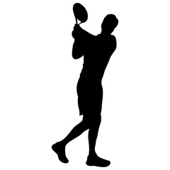 Tennis Ball Player Silhouette. Isolated on White Background