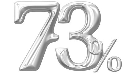 Naklejka premium Percent Number Silver 73 3D Render