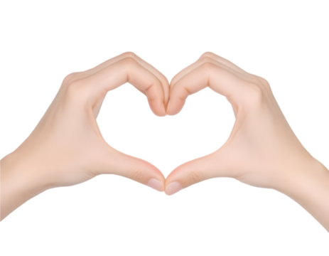 Two Hands Forming a Heart Shape on White Background: Perfect Visual for Romantic and Emotional Themes in Media