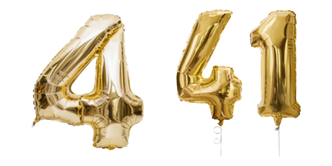 Golden Balloon Numbers for Celebrations and Events, PNG set collection, isolated on transparent background
