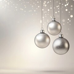 Elegant Silver Christmas Ornaments Hanging Background