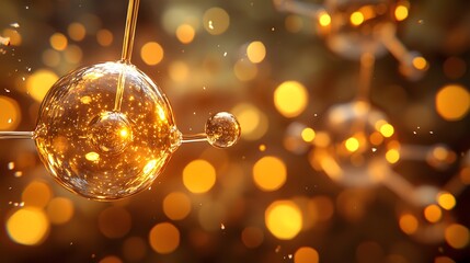 Golden Atom Abstract Background Science Technology Luxury Energy