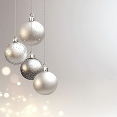 Elegant Silver and Gold Christmas Ornaments Hanging Background