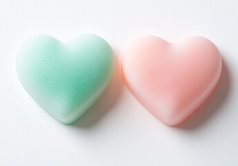 Fototapeta premium Pastel Pink and Mint Green Heart Shaped Soap