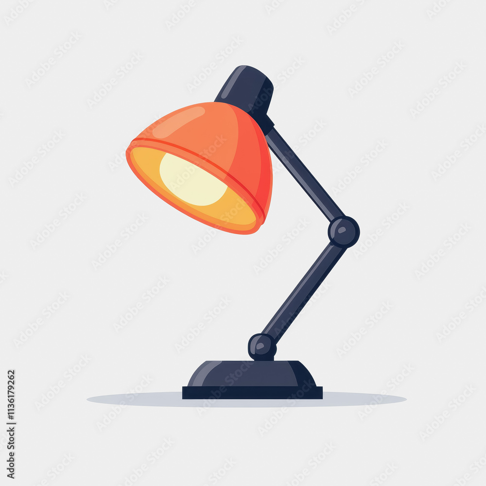 Poster flat icon of a modern desk lamp design on a clean white background showcasing minimalist style and v