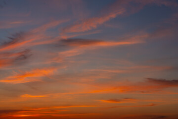 Fototapeta premium Orange sunset clouds in sky