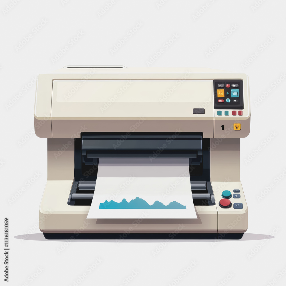 Poster flat icon printer with paper on it high quality graphic design for digital marketing and print media