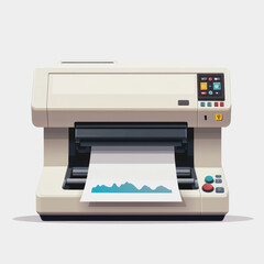 Flat Icon Printer with Paper on It High Quality Graphic Design for Digital Marketing and Print Media Applications
