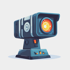 Naklejka premium Flat Icon Projector Camera with Red Light Stylish Design Modern Technology Creative Concept for Marketing and Advertising Purposes