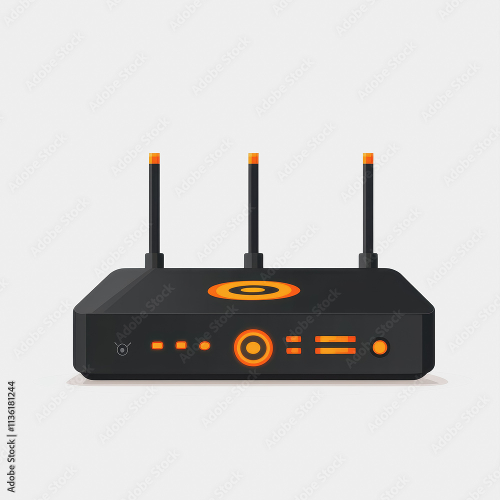 Poster flat icon router with new fire t v box design for modern home technology streaming entertainment dev