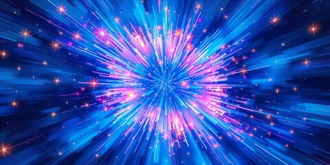 Obraz premium Vibrant, Exploding Colors Radiate from Center in a Dynamic Abstract Design