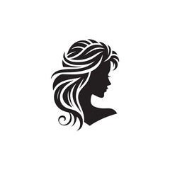 Black Color Woman Hairstyle silhouette design Vector Illustration, Solid White Background 34.eps