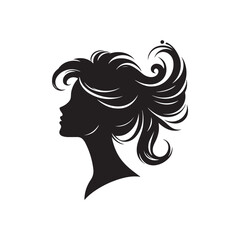 Black Color Woman Hairstyle silhouette design Vector Illustration, Solid White Background 32.eps