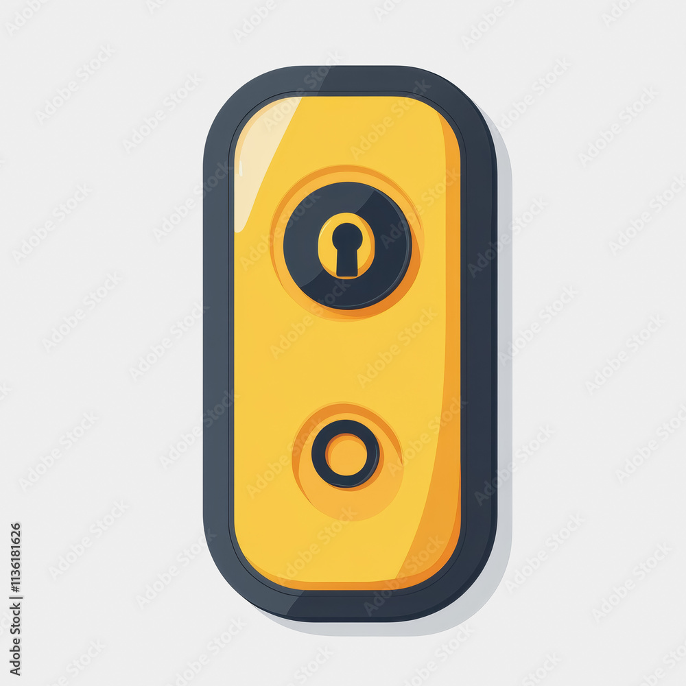 Poster smart lock flat icon design in yellow and black button style for security technology conceptual illu
