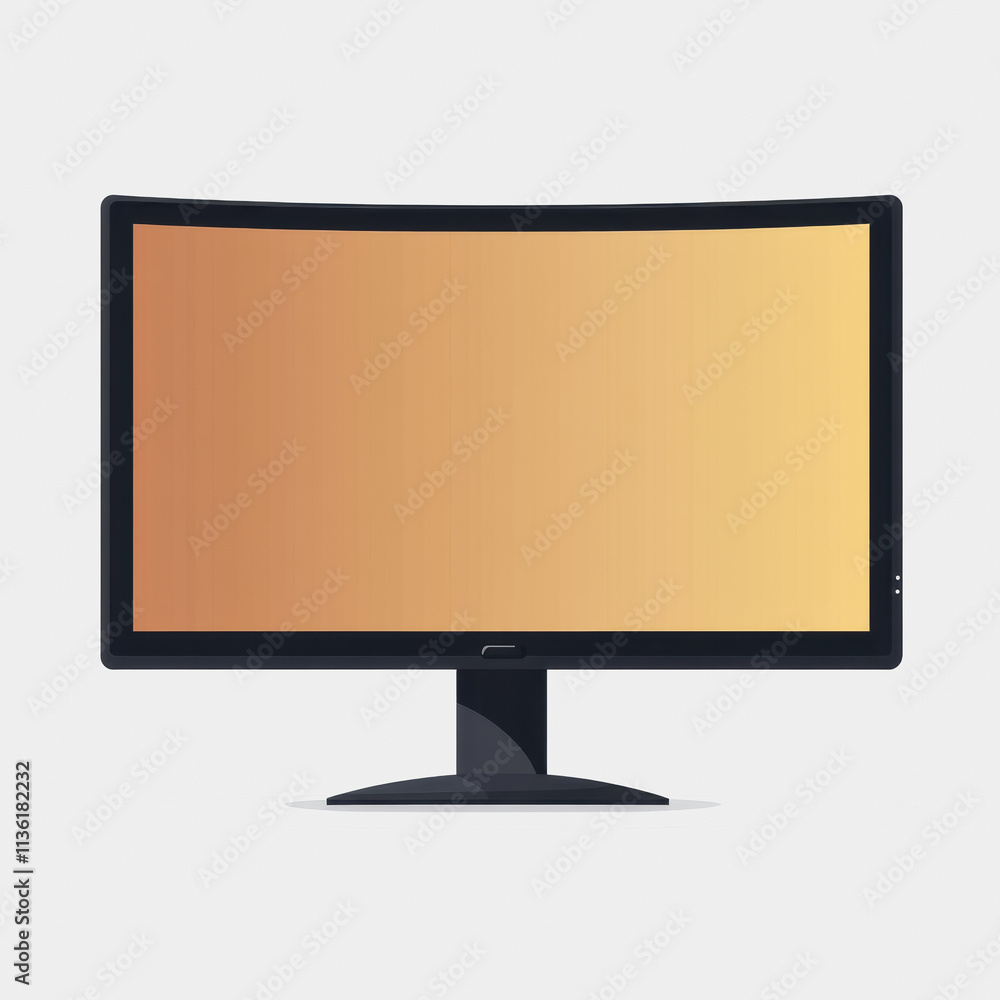 Poster flat icon of an ultrawide monitor showcasing sleek design and high-resolution display for modern wor
