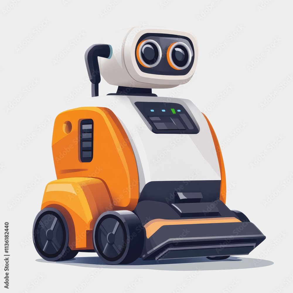 Poster flat icon window cleaner robot on white surface smart home technology automation cleaning device mod