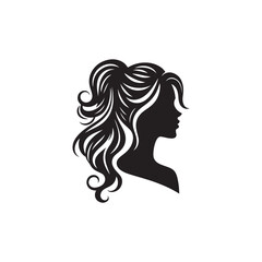 Black Color Woman Hairstyle silhouette design Vector Illustration, Solid White Background 37.eps