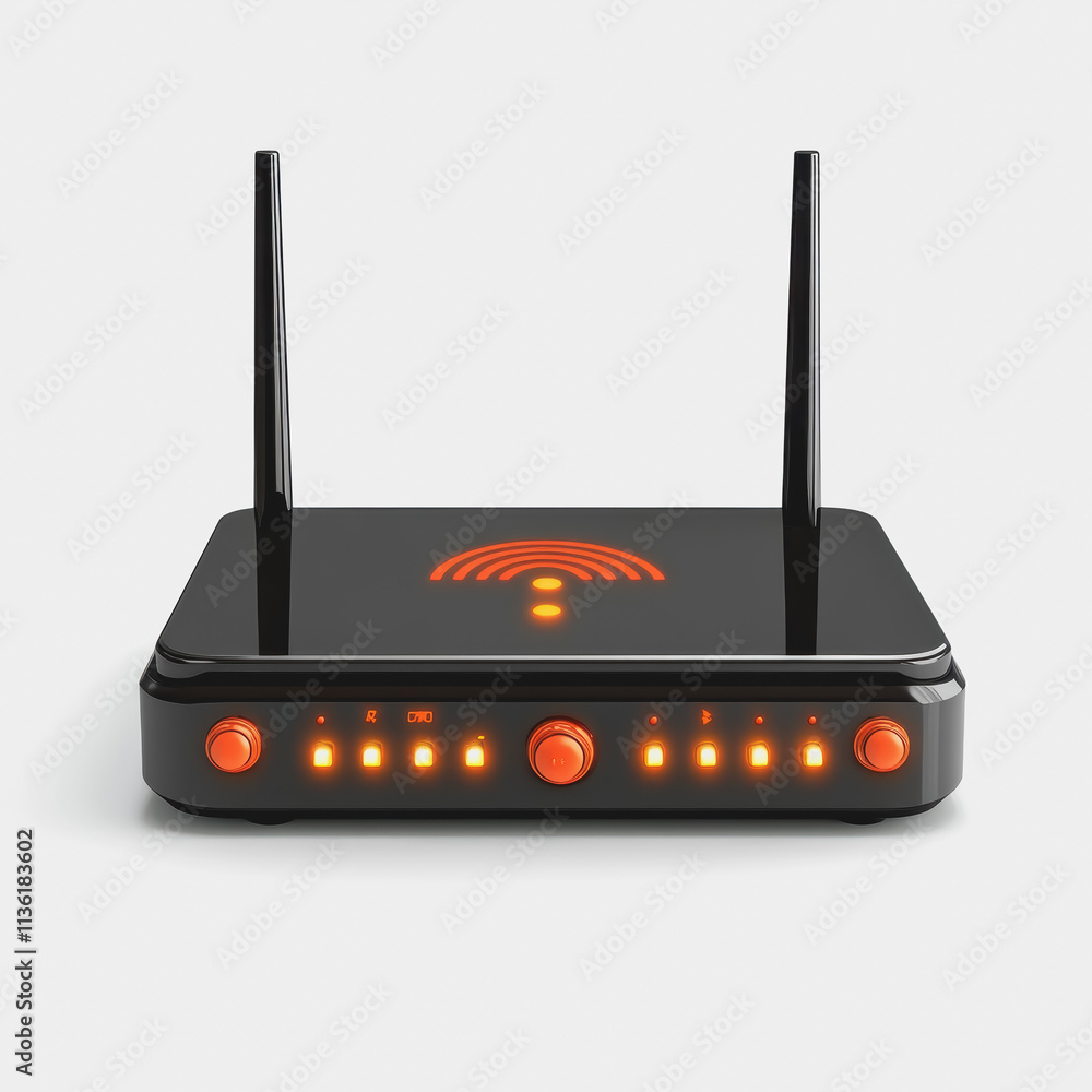 Poster high definition router wireless technology network connectivity with modern design and efficient per