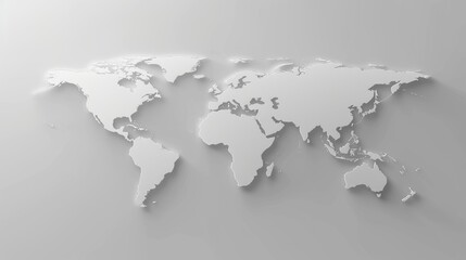 Minimalist world map with unlabeled borders on a clean white background for design purposes