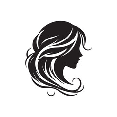 Black Color Woman Hairstyle silhouette design Vector Illustration, Solid White Background 43.eps