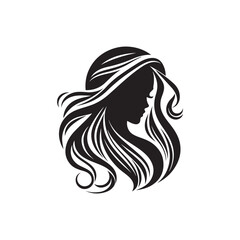 Black Color Woman Hairstyle silhouette design Vector Illustration, Solid White Background 47.eps