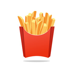 French fries in pack vector isolated on white background.