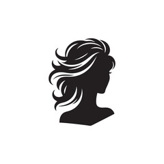 Black Color Woman Hairstyle silhouette design Vector Illustration, Solid White Background 52.eps