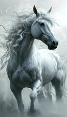 Obraz premium Abstraktion Ein schönes weißes Pferd 9х16. Hintergrund für das Design 2.
