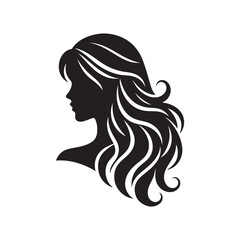 Black Color Woman Hairstyle silhouette design Vector Illustration, Solid White Background 60.eps