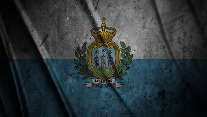 San Marino grunge silk flag waving in the wind background illustration, grunge textured flag on silk