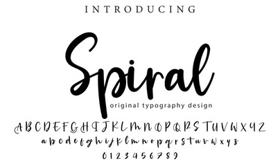 Spiral Font Stylish brush painted an uppercase vector letters, alphabet, typeface